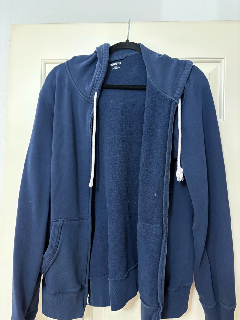 Hollister Women’s Navy Zip-Up Hoodie with Drawstrings